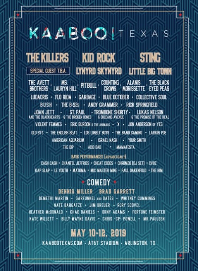 Featured Event - KAABOO Texas at AT&T Stadium in Arlington, Texas - May 10-12, 2019